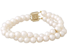 Cultured Round Pearl Braceket 14K Yellow Gold - 6.5mm