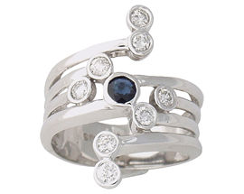 Sapphire and Diamond Right Hand Ring
