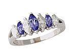 Marquise Tanzanite and 4 Stone Diamond Ring