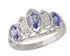 Five Stone Tanzanite and Diamond Marquise Band