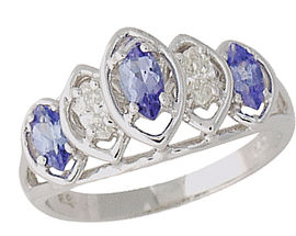 Five Stone Tanzanite and Diamond Marquise Band