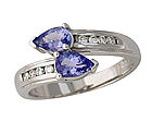 Tanzanite and Diamond Pear Cut Ring - 14K White Gold