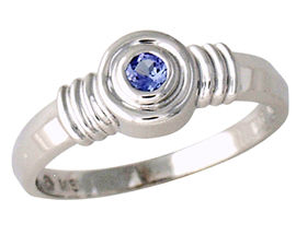 Bezel Set Tanzanite Ring - 14K White Gold