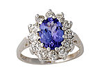 2.0 Carat Tanzanite and 1 Carat Diamond Flower Ring