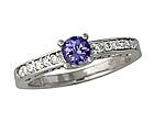 Tanzanite and 1/4 Carat Diamond Ring - 14K White Gold