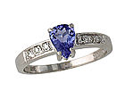 Pear Cut Tanzanite and Diamond Ring - 14K White Gold