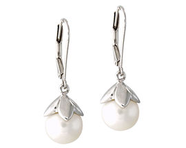 Freshwater Pearl Drop Earrings - 14K White Gold