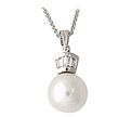 Freshwater Pearl and Baguette Diamond Pendant - 14K White Gold