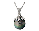 Tahitian Black Pearl and Diamond Pendant - 14K White Gold