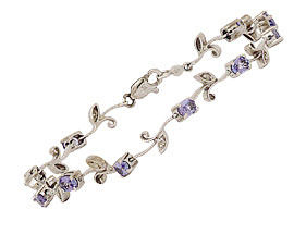 Tanzanite and Diamond White Bud & Leaf Bracelet