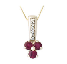 Ruby and Diamond Clover Pendant - 14K Gold