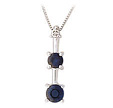 3 Stone Sapphire and Diamond Pendant - 14K White Gold
