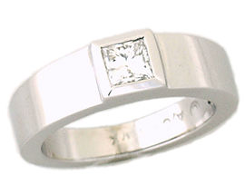 Bezel Set Princess 1/2 Carat Diamond Ring - 14K White Gold