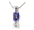 Tanzanite and Diamond Channel Pendant - 14K White Gold