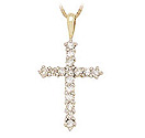 10K Gold Roman Cross 1 Carat Diamond Pendant w/Chain