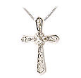 10K White Gold Diamond Lace Cross Pendant with Chain