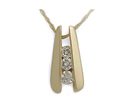 14K Gold Three-Stone Channel Set 1/4 Carat Diamond Pendant with Chain