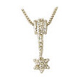 14K Gold Diamond Flower Wand Pendant