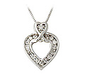 10K White Gold 1/4 Carat Diamond Heart Pendant with Chain