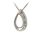 14K White Gold Pear-Shaped Channel-Set Baguette Diamond Pendant w/Chain