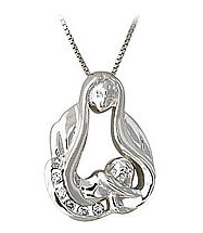 Mother Love Diamond Pendant - 14K White Gold