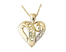 10K Gold Diamond LOVE Engraved Heart Pendant with Chain