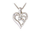 14K White Gold Triarch Diamond Heart Pendant