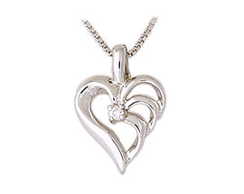 14K White Gold Triarch Diamond Heart Pendant