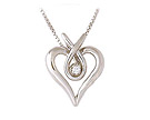 14K White Gold Diamond Heary Ribbon Pendant with Chain