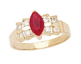Ruby and 1/3 Carat Diamond Bow-Tie Design Ring - 14K Gold