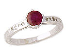 Art Deco Ruby and Diamond Crown Ring - 14K White Gold