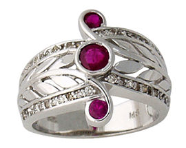 3 Stone Ruby and Diamond Right Hand Ring