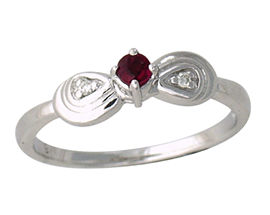 Ruby and Diamond Ribbon Ring - 14K White Gold