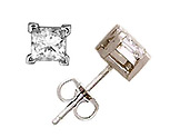 Princess Cut Diamond Stud Earrings - H-I Color - SI Clarity