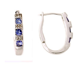 Tanzanite & Diamond White Gold Hoop Earrings
