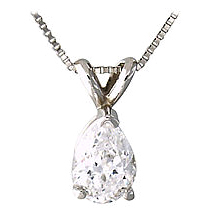 1/5 Carat Pear Diamond Solitaire Pendant - 14K White Gold
