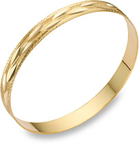 14K Gold Bangle Bracelet with Vine Design