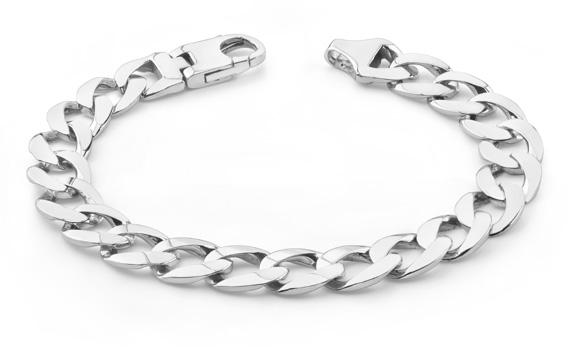 Men's 14K White Gold Curb Link Bracelet
