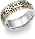 Celtic Knot Wedding Band Ring - 14K Two-Tone Gold