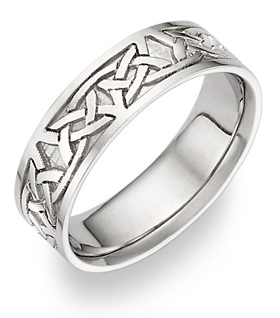 Celtic Knot Band Ring - 14K White Gold