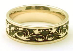 Antique Celtic Wedding Band Ring - 14K Gold