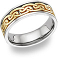 Celtic Wedding Band, 14K Two-Tone Gold