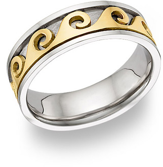Celtic Spiral Wedding Band - 14K Two-Tone Gold
