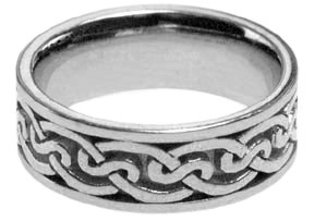 14K White Gold Celtic Knot Wedding Band Ring