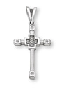 14K White Gold Square Design Cross Pendant
