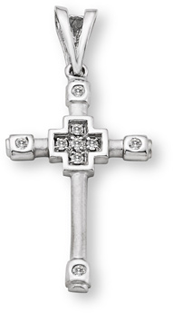 14K White Gold Square Design Cross Pendant