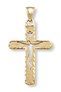 14K Gold Jesus Dove Cross Pendant