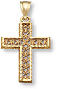 14K Gold Heart Cross Pendant