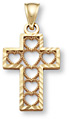 14K Gold Heart Cross Pendant