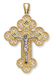 14K Two-Tone Gold Filigree Crucifix Pendant